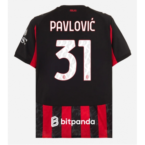 Billige Fotballdrakt AC Milan Strahinja Pavlovic #31 Replika Hjemmedrakt 2025-26 Kortermet Billige Fotballdrakt AC Milan Strahinja Pavlovic #31 Replika Hjemmedrakt 2025-26 Kortermet
